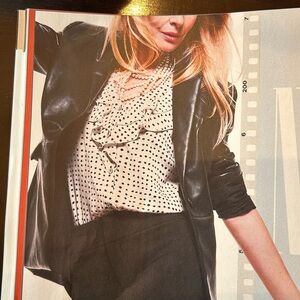 Cabi never worn white with black polkadot top size medium